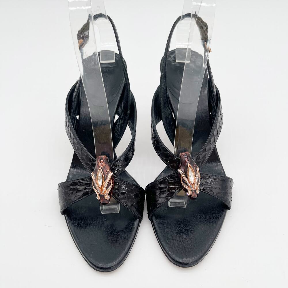 Gucci 2004 Tom Ford Black Python Snakeskin Serpent Head Bamboo Heel Sandals US 6 - Picture 8 of 15